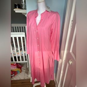 ZARA pink linen blend button down dress size S NWT
